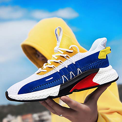 YWLINK Zapatos Hombres,De Deporte Transpirables Tejidos La Plataforma Al Aire Libre De La Malla Zapatillas Deportivas Casuales Antideslizante Ciclismo MontañIsmo El FúTbol(Amarillo,43EU)