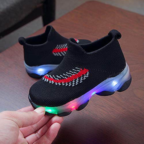 YWLINK Zapatos Luminosos Led NiñOs Y NiñAs Zapatos Casuales Transpirables Antideslizantes Zapatos Ligeros Calcetines Zapatos Comodo Zapatos Planos Zapatillas Luminosas Regalo De CumpleañOs(21-30EU)