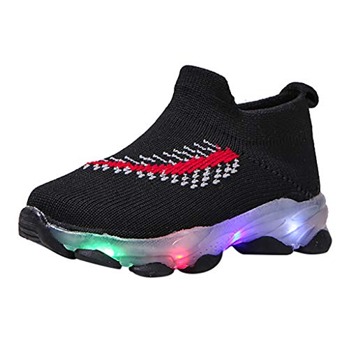 YWLINK Zapatos Luminosos Led NiñOs Y NiñAs Zapatos Casuales Transpirables Antideslizantes Zapatos Ligeros Calcetines Zapatos Comodo Zapatos Planos Zapatillas Luminosas Regalo De CumpleañOs(21-30EU)