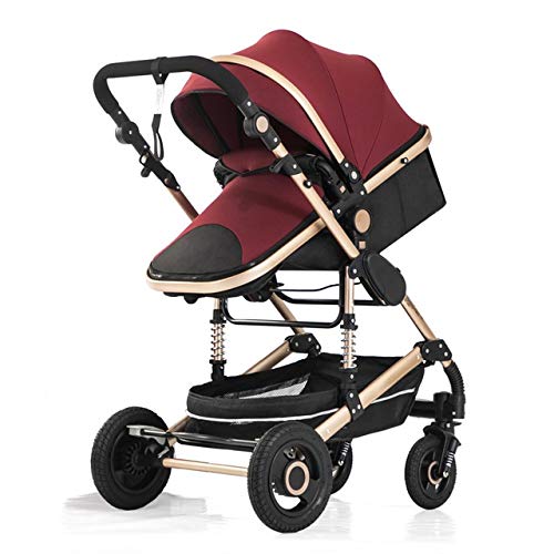 YXCKG Cochecito De Bebe 2 En 1, Silla Paseo Bebe Ligera hasta 25 Kg, Cochecito Plegable De Peso Ligero Compacto Cochecito De Niño, De 5 Puntos del Cinturón De Seguridad, (Color : Red)