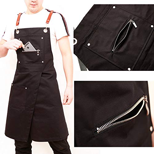 YXDZ Delantal Moda Coreana Personalidad Peluquería Tienda De Té Café Ropa De Trabajo Tienda De Flores Hombres Y Mujeres Restaurante Negro B