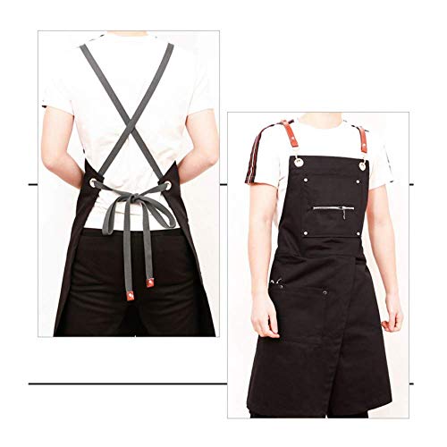 YXDZ Delantal Moda Coreana Personalidad Peluquería Tienda De Té Café Ropa De Trabajo Tienda De Flores Hombres Y Mujeres Restaurante Negro B