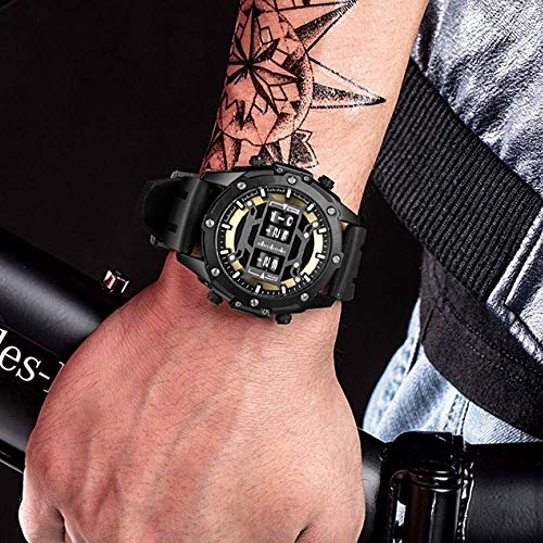 Yyqt Relojes de los Hombres Deportes, Moda Casual Viste el Reloj de Pulsera de Cuarzo Militares balanceo Tiempo Famosa Marca de fábrica Superior de los Hombres (Color : A)