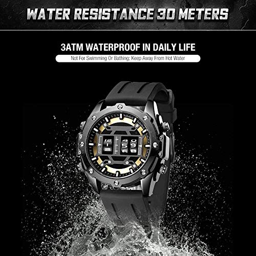 Yyqt Relojes de los Hombres Deportes, Moda Casual Viste el Reloj de Pulsera de Cuarzo Militares balanceo Tiempo Famosa Marca de fábrica Superior de los Hombres (Color : A)