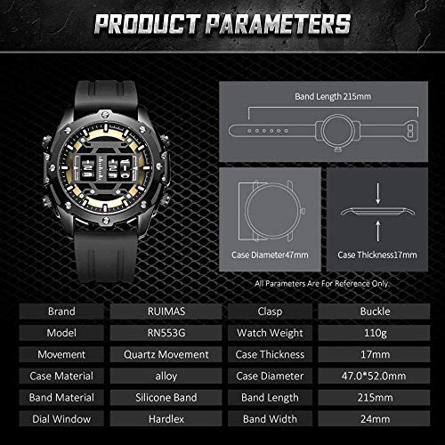 Yyqt Relojes de los Hombres Deportes, Moda Casual Viste el Reloj de Pulsera de Cuarzo Militares balanceo Tiempo Famosa Marca de fábrica Superior de los Hombres (Color : A)