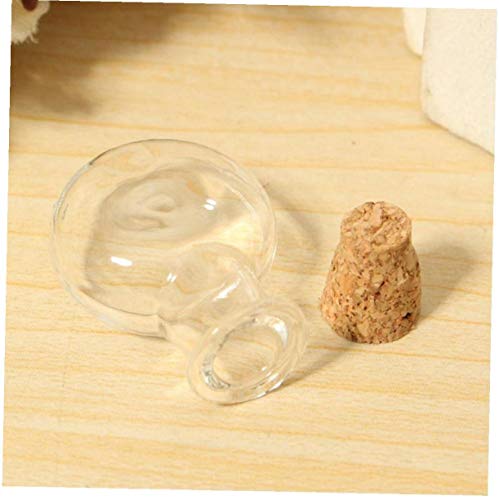 YZLSM 5 PCS Cork Botellas de Cristal DIY Cork Decoración Mini Frascos para la decoración de la Boda del Partido (Forma Plana Redonda Vino)