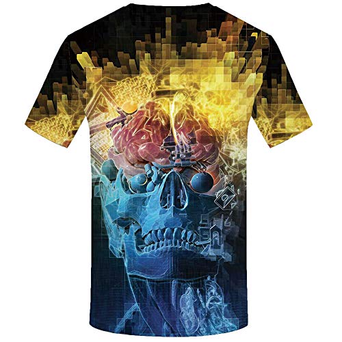 Zaima Unisex 3D Skull Galaxy Camiseta Estampada para Hombre Divertida Camiseta De Manga Corta Tops Casual Suelto Cuello Redondo Pullover Ropa Esqueleto