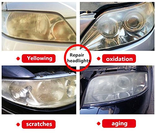 Zantec Accesorios de Coche, Sistema de kit de restauración de lente de faros del coche Kit de herramienta de protección de pulido de restaurador profesional