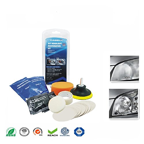Zantec Accesorios de Coche, Sistema de kit de restauración de lente de faros del coche Kit de herramienta de protección de pulido de restaurador profesional
