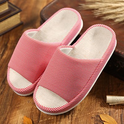 Zapatillas casa cuenca del lino femenino masculino parejas habitación tiene antideslizante en las temporadas de verano cool zapatillas, azul,36-37 (34-36 pies)