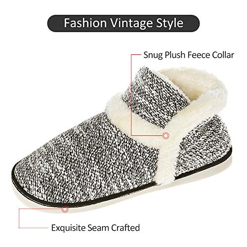 Zapatillas casa para Unisexo Antideslizante Pantufla Cerrada Pelusa Invierno Negro 37-38