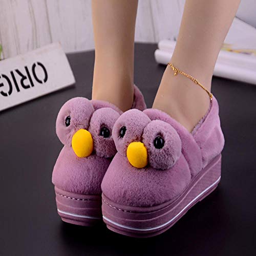 Zapatillas de algodón de invierno de dibujos animados femeninos zapatillas gruesas cerradas de fondo grueso lindas zapatillas de casa antideslizantes de interior, párpado grande rojo, 39-40