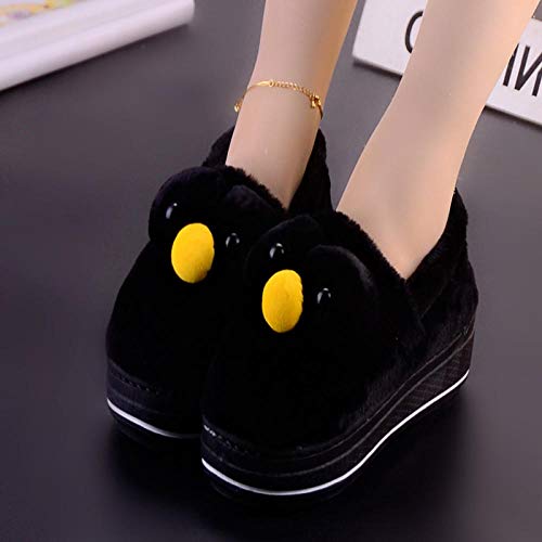 Zapatillas de algodón de invierno de dibujos animados femeninos zapatillas gruesas cerradas de fondo grueso lindas zapatillas de casa antideslizantes de interior, párpado grande rojo, 39-40