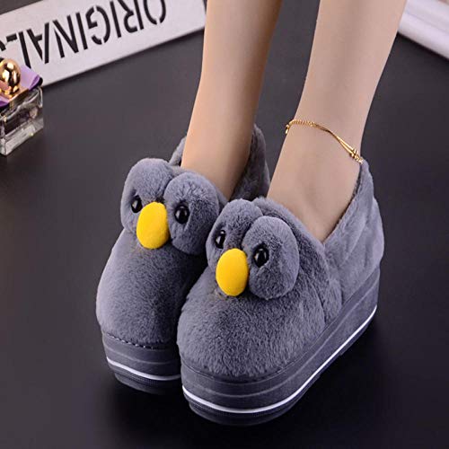 Zapatillas de algodón de invierno de dibujos animados femeninos zapatillas gruesas cerradas de fondo grueso lindas zapatillas de casa antideslizantes de interior, párpado grande rojo, 39-40