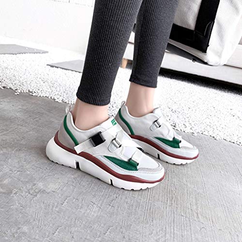 Zapatillas de Deporte de Moda para Mujer Primavera Verano Estilo Coreano Hebilla de Color Mezclado Correa Transpirable Plataforma Zapatos Casuales Zapatos Chunky Moda Femenina