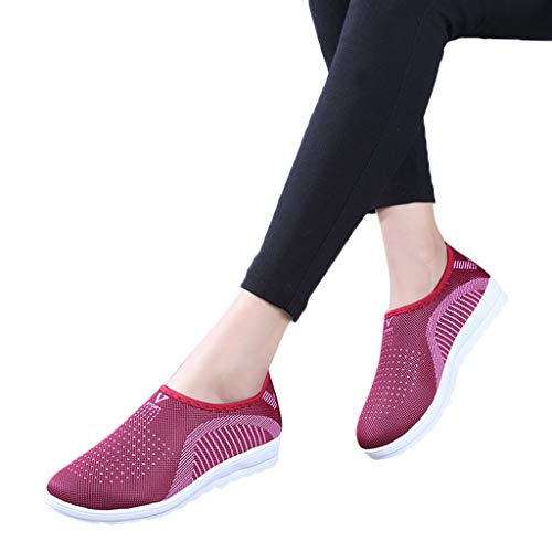 Zapatillas de Deportivos de Running para Mujer Gimnasia Ligero Sneakers Zapatos Casuales Transpirables de Fondo Plano Deporte Zapatos Perezosos Comodas riou