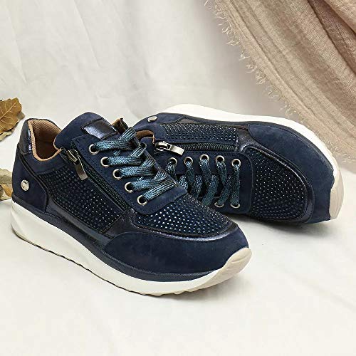 Zapatillas De Mujer Plataforma De CuñA Zapatos Casuales De Diamantes De ImitacióN De Plataforma Zapatillas con Cremallera Comodidad Antideslizante Zapatos De Trekking MontañIsmo Zapatos Al Aire Libre
