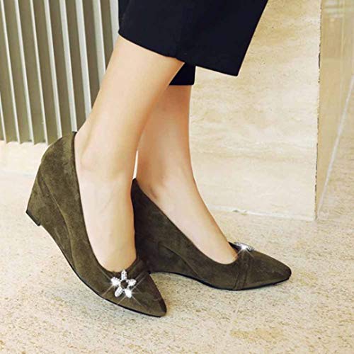 Zapato sin Boca Ligera de Mujer Zapato único Primavera otoño Ante Zapatos de Trabajo Zapatos de Enfermera Zapatos Moda Agua perforación Princesa Zapatos Cien Zapatos