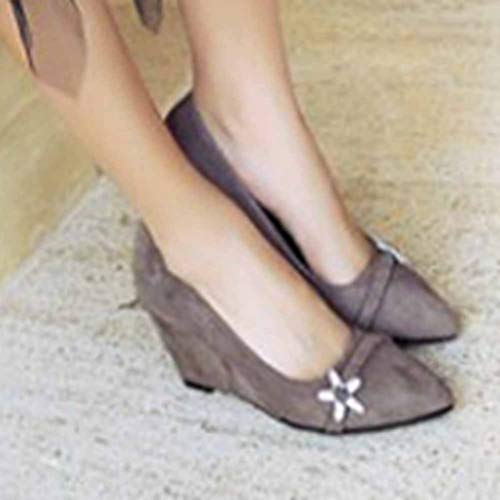 Zapato sin Boca Ligera de Mujer Zapato único Primavera otoño Ante Zapatos de Trabajo Zapatos de Enfermera Zapatos Moda Agua perforación Princesa Zapatos Cien Zapatos