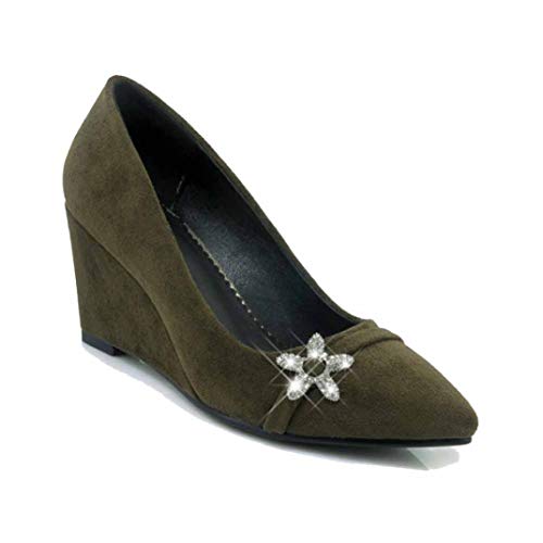 Zapato sin Boca Ligera de Mujer Zapato único Primavera otoño Ante Zapatos de Trabajo Zapatos de Enfermera Zapatos Moda Agua perforación Princesa Zapatos Cien Zapatos