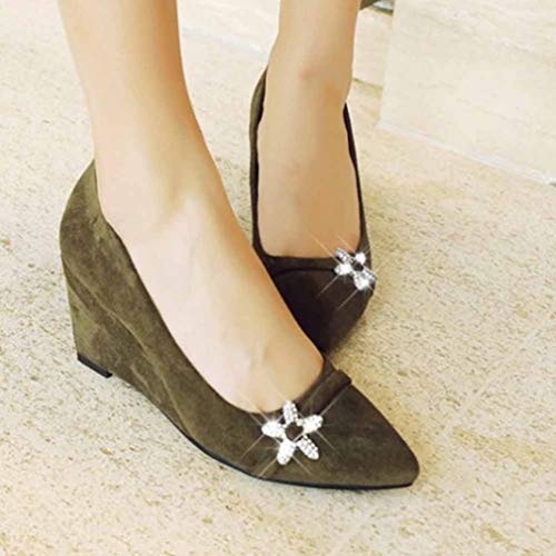 Zapato sin Boca Ligera de Mujer Zapato único Primavera otoño Ante Zapatos de Trabajo Zapatos de Enfermera Zapatos Moda Agua perforación Princesa Zapatos Cien Zapatos