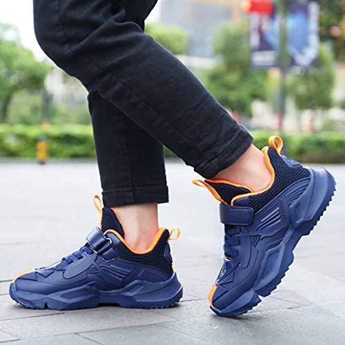 Zapatos Deportivos para niños Zapatos de Mech de otoño e Invierno Zapatos para niños Estudiantes de Escuela Primaria Antideslizantes Zapatos Planos Gruesos Malla Zapatos de Running Transpirables