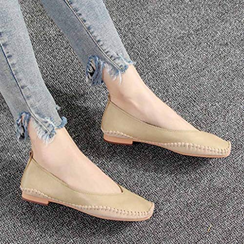 Zapatos Individuales Planos de Boca Poco Profundos de Las Mujeres Primavera y otoño conduciendo Zapatos de Mujer Embarazadas Zapatos de tacón Plano Antideslizante sin Zapatos de Gorro de Fondo Suave