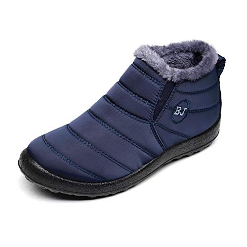 Zapatos Mujer Botas de Nieve Invierno Forro Calentar Tobillo Al Aire Libre Zapatillas Altas Outdoor Antideslizante Sneakers Azul 42
