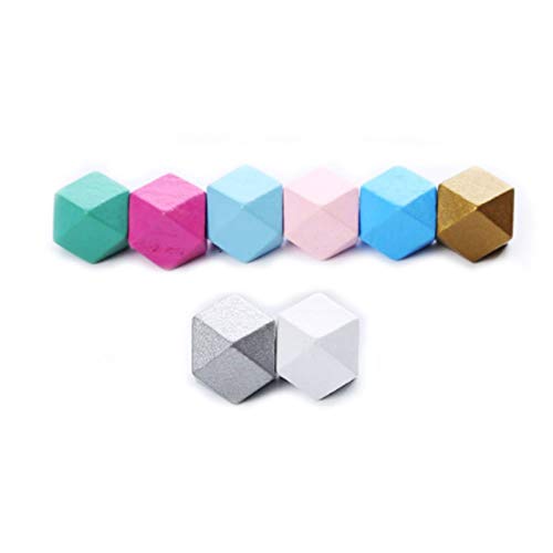 Zasiene 290 Piezas Cuentas de Madera Abalorios Madera Cuentas en Colores Cuentas Madera Coloridas Cuentas, con Agujas de Abalorios, para Hacer Pulseras Collares, (Octagonal, Redonda, Estrella)