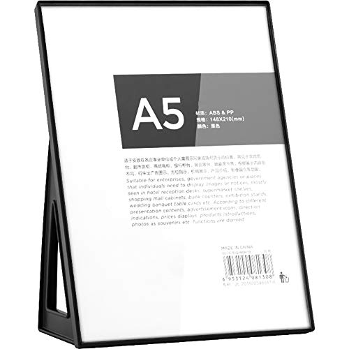 Z·Bling Soportes de acrílico para Carteles,A3/A4/A5,en Forma de L,PS+PMMA,Ideal para promociones,restaurantes,Marcos de Fotos,Documentos y más - Blanco/Negro