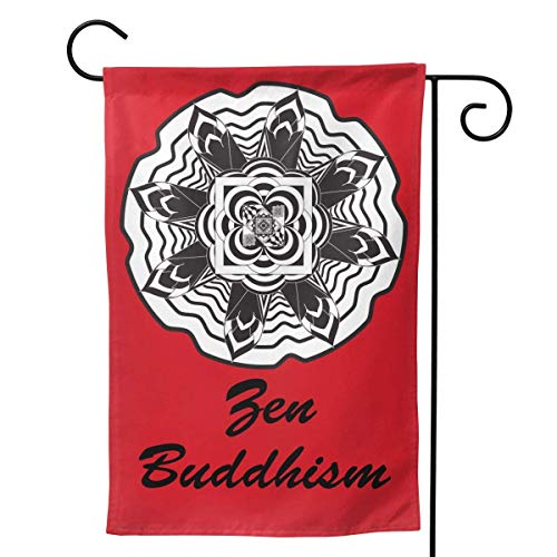 Zen Meditando Mandala Flor Chakra Budismo Bandera de Bienvenida Decoraciones para Fiestas navideñas Adorno Hogar Doble Cara 12.5 'x18'
