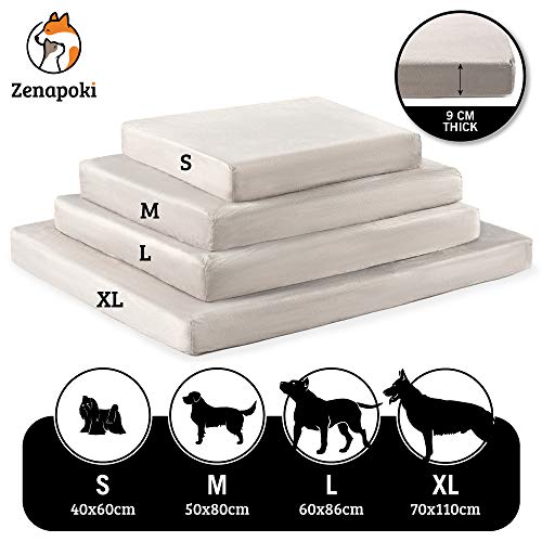 ZENAPOKI Cama para Perros Ortopédica XL - Cojines para Perros Espuma con Memoria - Cesta Perro Gel Regulador de Temperatura - Manta Removible Resistente al Agua Lavable en Lavadora