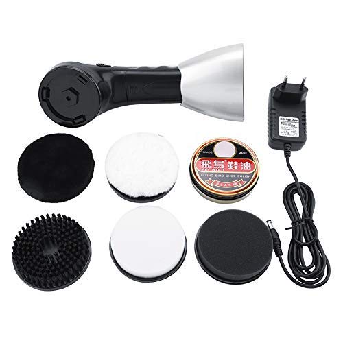 Zerodis Cepillo Eléctrico con 5 Cepillos para Zapatos,Mini Pulidora Eléctrica Portátil, Pulidor de Zapatos Cepillo de Limpieza Kit para Zapatos Bolsos Sofá Cuidado de Cuero