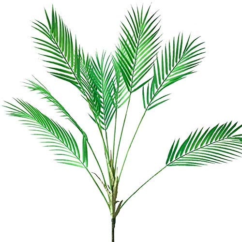 ZGYQGOO Hoja Palmera Artificial Arbusto Tropical Planta Artificial en Verde 1 Pieza Planta plástico Areca Palm 9 Hojas 35.4 'de Altura para vegetación Arreglo Floral Tropical Acento
