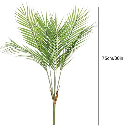 ZGYQGOO Planta Artificial en Forma Hoja Palma Verde Tropical 1 Pieza 6 Hojas Planta Palma 89 cm hacia Arriba decoración Floral