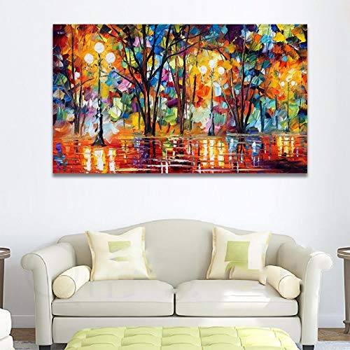 ZHUAIBA Pintado a Mano Grande Pintura al óleo sobre Pintura Moderna Abstracta decoración de la Pared del árbol de Lluvia Road Palette Imagen 24x36