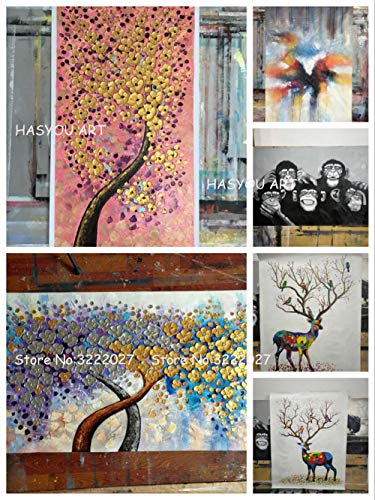 ZHUAIBA Pintado a Mano Grande Pintura al óleo sobre Pintura Moderna Abstracta decoración de la Pared del árbol de Lluvia Road Palette Imagen 24x36