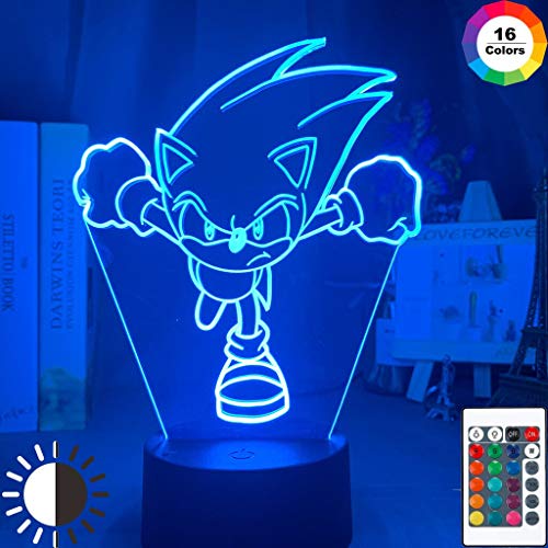 Zhuhuimin Cuadro de operación de Sonic LED luz de Noche para niños decoración de Dormitorio luz de Noche Cambio de Color USB lámpara de Mesa Sonic Hedgehog Gift