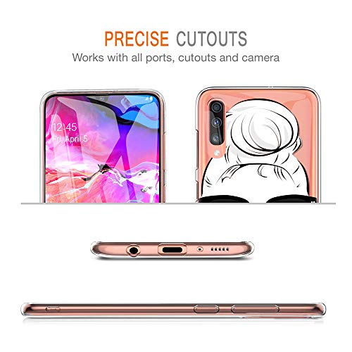 ZhuoFan Funda Samsung Galaxy A70, Cárcasa Silicona Transparente con Dibujos Diseño Suave TPU Gel Antigolpes de Protector Piel Case Cover Bumper Fundas para Movil Samsung GalaxyA70, Girl Boss