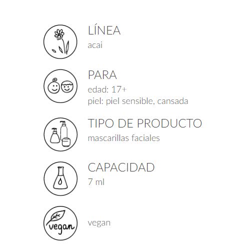 Ziaja Acai Mascarilla Nocturna Cremosa y Gruesa para Rostro y Cuello 7 ml