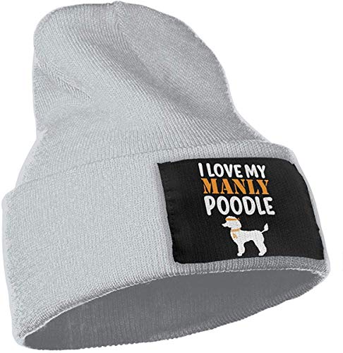 Zikely Skull Beanie Knit Hat Cap Cap Cap Unisex 100% Acrylic Knitted Hat Cap, I Love My Manly Poodle Original Skull Cap
