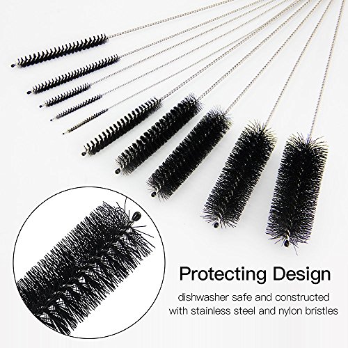 Zilong cepillo de botella ,cepillo Set de limpieza con cerdas de nylon , limpiar para botellas pequeñas ,limpiar los comederos para pájaros, el teclado de ordenador , probeta