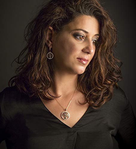 ZIRKONIA Pendientes Arbol de la Vida - Plata de Ley, Chapado Oro Rosa y Circonitas Grado AAA.