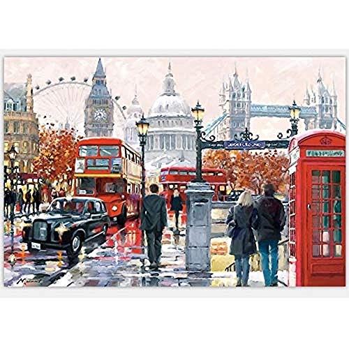 ZIWEIQI Cabina de teléfono de la calle de París Kit de pintura de diamantes 5D DIY Para adultos para punto de cruz Bordado Manualidades decoración de pared para el hogar-40cmx50cm