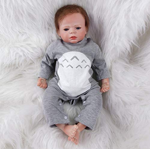 ZIYIUI 22inch 55 cm Muñeca Reborn Bebé Niño Pequeño Suave Silicona Vinilo Realista Reborn Baby Doll Niñas Magnetismo Juguetes Bebes Recien Nacidos Ojos Abiertos Recién Nacido Niño