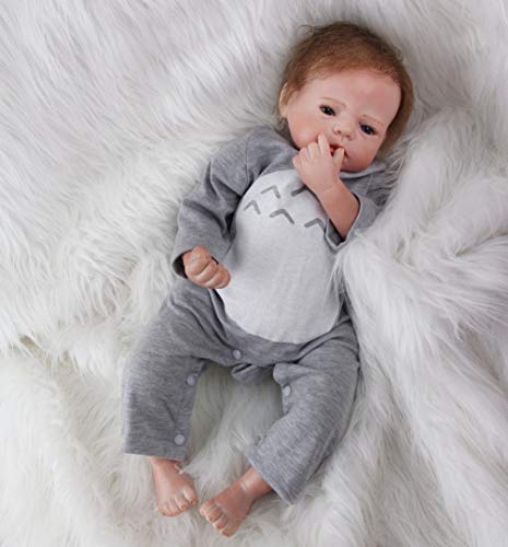 ZIYIUI 22inch 55 cm Muñeca Reborn Bebé Niño Pequeño Suave Silicona Vinilo Realista Reborn Baby Doll Niñas Magnetismo Juguetes Bebes Recien Nacidos Ojos Abiertos Recién Nacido Niño