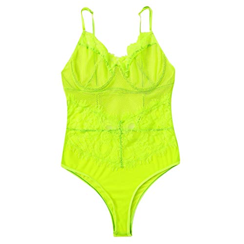 ZODOF Lenceria Mujer Vestido de Encaje Lenceria Sexy Ropa de Dormir Ropa Interior Encaje de una Pieza Ropa Interior Lenceria Mujer Sujetador de Encaje Mujer Lenceria Erotica(Verde)