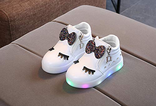 ZODOF Zapatos Casuales CóModos De Los NiñOs Lindos del Conejo NiñOs BebéS Infantil Crystal Bowknot Led Botas Luminosas Zapatillas Deportivas Zapatillas