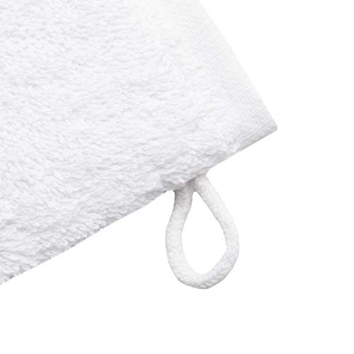 Zollner 10 manoplas de baño de rizo algodón 100%, 16x21 cm, blancas