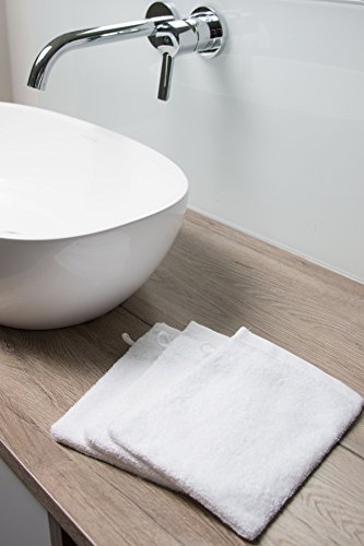 Zollner 10 manoplas de baño de rizo algodón 100%, 16x21 cm, blancas